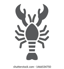 Lobster glyph icon, food and sea, cancer sign, vector graphics, a solid pattern on a white background, eps 10.