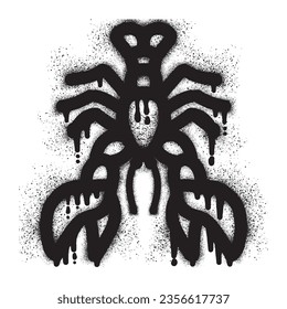 lobster graffiti with black spray paint