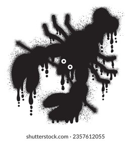 lobster graffiti with black spray paint