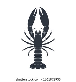 Lobster graphic icon. Sea lobster black sign isolated on white background. Vector illustration