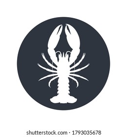 Lobster graphic icon. Sea lobster sign in the circle isolated on white background. Vector illustration