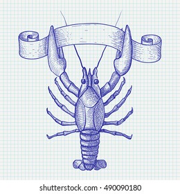Lobster. Hand drawn sketch. Vector illustration