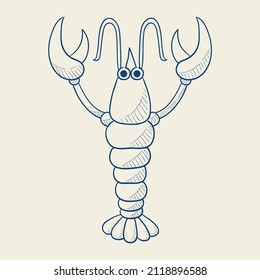 Lobster. Hand drawn vector illustration