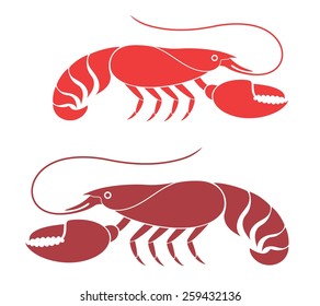 Lobster icon. Abstract lobster on white background