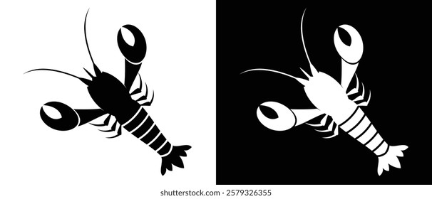 Lobster icon, lobster animal icon vector illustration.black silhouette graphic with lobster . Sea lobster icon simple style. Crawfish icon vector template.