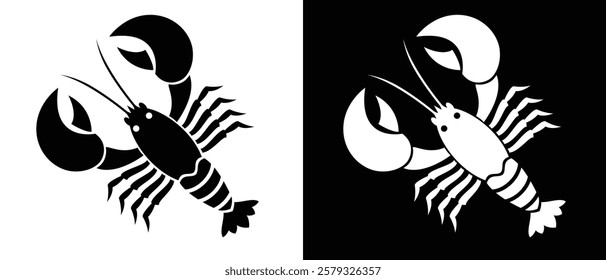 Lobster icon, lobster animal icon vector illustration.black silhouette graphic with lobster . Sea lobster icon simple style. Crawfish icon vector template.