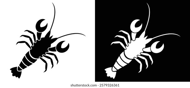 Lobster icon, lobster animal icon vector illustration.black silhouette graphic with lobster . Sea lobster icon simple style. Crawfish icon vector template.