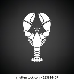 Lobster icon. Black background with white. Vector illustration.