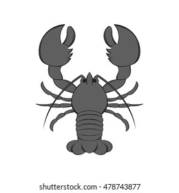 Lobster icon in black monochrome style isolated on white background. Food symbol. Vector illustration