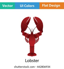 Lobster icon. Flat color design. Vector illustration.
