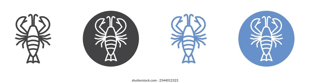 Lobster icon Flat set in black and white color