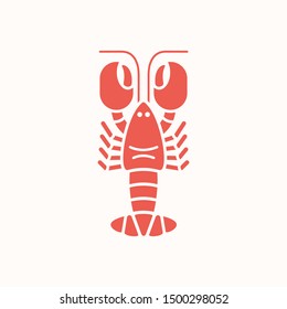 Lobster icon. Flat style lobster or crayfish silhouette. Seafood symbol. Vector illustration, eps 10