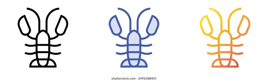 lobster icon. Linear, Blue Fill and Gradient Style Design Isolated On White Background