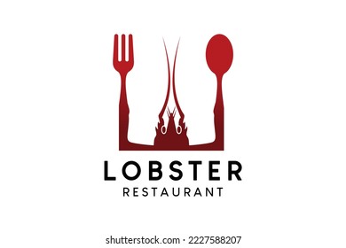 Lobster icon logo design with box concept, lobster restaurant or seafood restaurant logo vector illustration