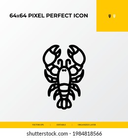 Lobster icon. Ocean and sea life icon. 64x64 pixel perfect icon