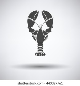 Lobster icon on gray background, round shadow. Vector illustration.