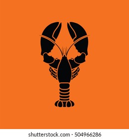 Lobster icon. Orange background with black. Vector illustration.