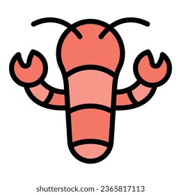 Lobster icon outline vector. Menu cuisine. Roll rice color flat