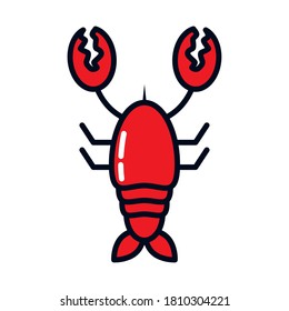 lobster icon over white background, line and fill style, vector illustration