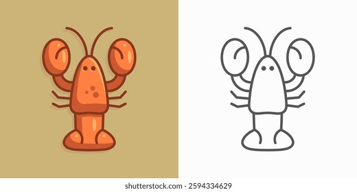 Lobster icon set isolated on background. Simple lobster icon silhouette. Seafood menu black and colorful symbol template for graphic and web design. Vector illustration