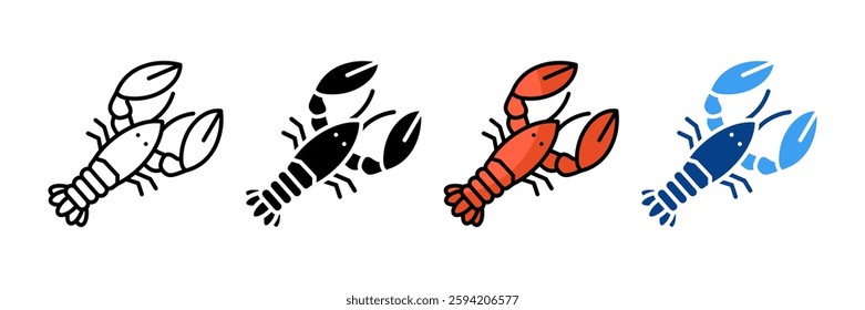 Lobster Icon Set Multiple Style Collection