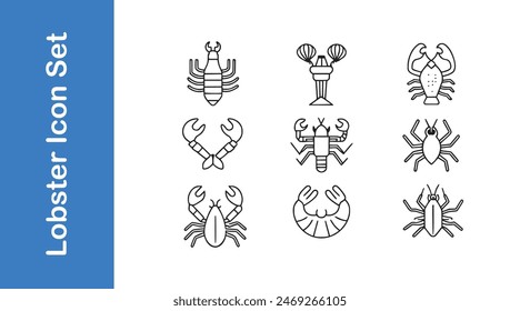 Lobster icon set with vector collections. 