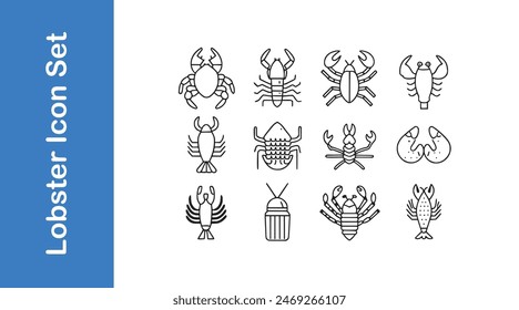 Lobster icon set with vector collections. 