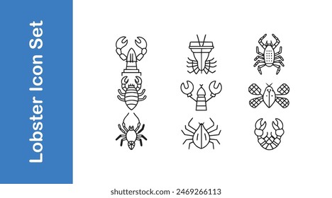 Lobster icon set with vector collections. 
