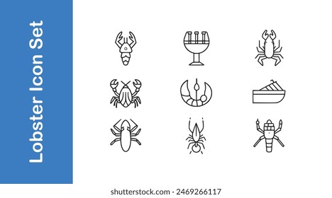Lobster icon set with vector collections. 