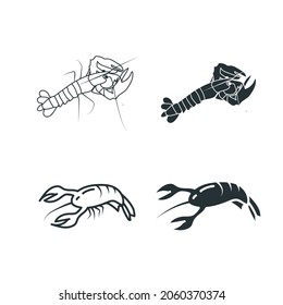 Lobster icon stock Illustration. An illustration featuring four simple seafood icons. 