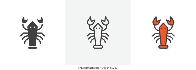 Lobster icon symbol collection on white background.