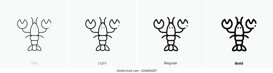 lobster icon. Thin, Light Regular And Bold style design isolated on white background