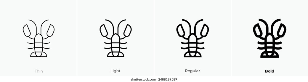 lobster icon. Thin, Light Regular And Bold style design isolated on white background