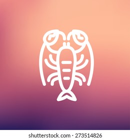 Lobster Icon dünne Linie für Web und mobile, moderne minimalistische flache Design. Vektorweißes Symbol auf Farbverlauf-Mesh-Hintergrund.