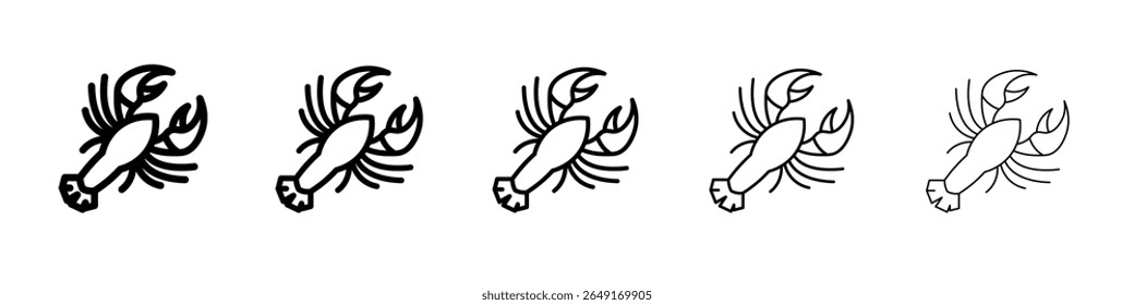 lobster icon thin outline logo mark set