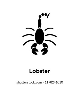 Lobster icon vector isolated on white background, logo concept of Lobster sign on transparent background, filled black symbol
