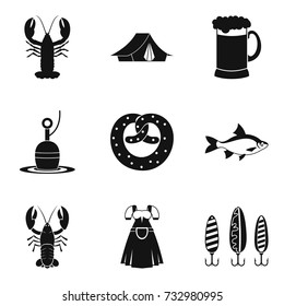 Lobster icons set. Simple set of 9 lobster vector icons for web isolated on white background