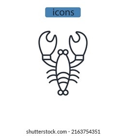 Lobster icons  symbol vector elements for infographic web