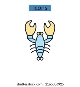 Lobster icons  symbol vector elements for infographic web
