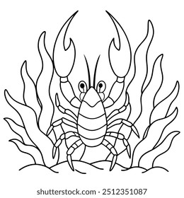 Lobster illustration coloring page design  on white background