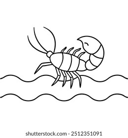 Lobster illustration coloring page design  on white background