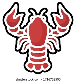Lobster illustration. Lobster flat icon or sticker. Vector.