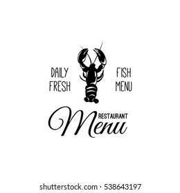 Lobster label seafood restaurant. Fish menu badge. Vector illustration isolated on white background