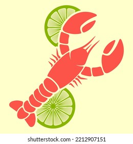 Saltos de langosta y de limón. Ilustración vectorial de estilo plano