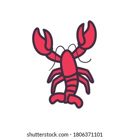 lobster line and fill style icon design Sea life ecosystem fauna and ocean theme Vector illustration