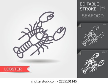 Lobster. Line icon with editable stroke with shadow