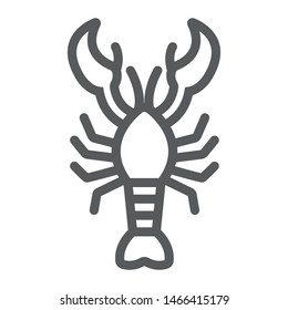 Lobster line icon, food and sea, cancer sign, vector graphics, a linear pattern on a white background, eps 10.