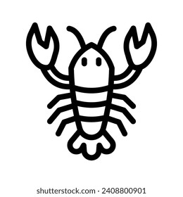 gráfico vectorial de ilustración de icono de línea de bogavante. Ilustración de elemento simple gráfico vectorial, adecuado para aplicaciones, sitios web y presentaciones aisladas en fondo blanco
