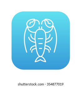 Lobster line icon for web, mobile and infographics. Vector white icon on the blue gradient square with rounded corners isolated on white background.