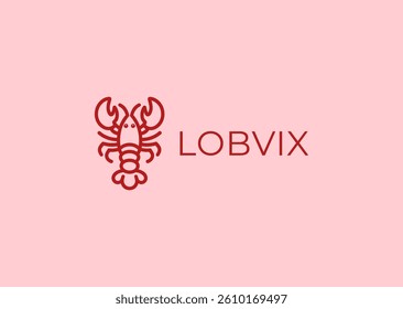 Lobster line logo with minimal ocean style